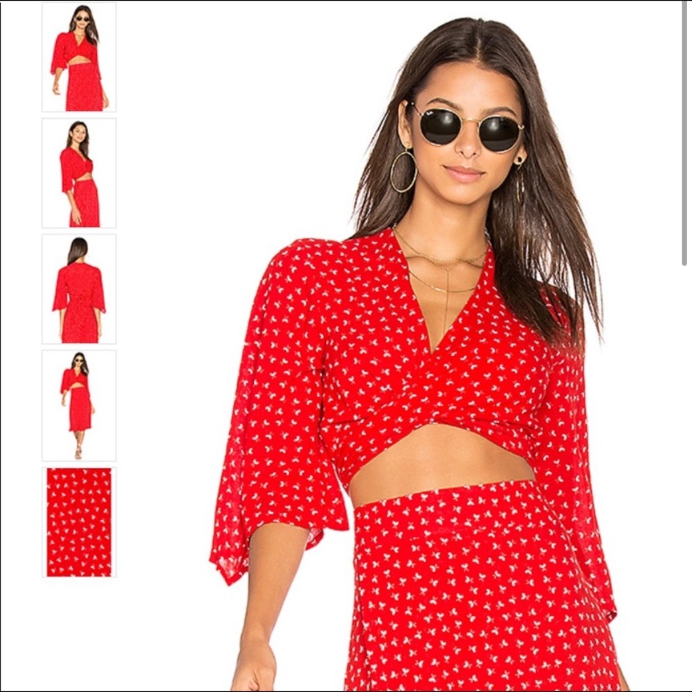 Faithfull The Brand Red Tie Front Top